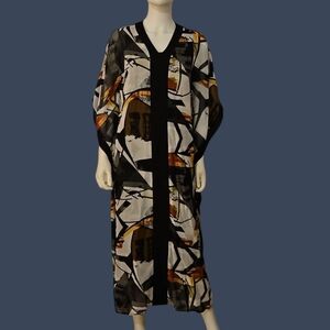 VTG ANTTHONY Abstract Patterned Two Piece Kaftan Dress